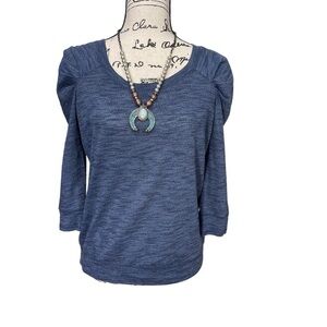 Free People Puff Juliet Sleeve Crop Top Blue Size Small